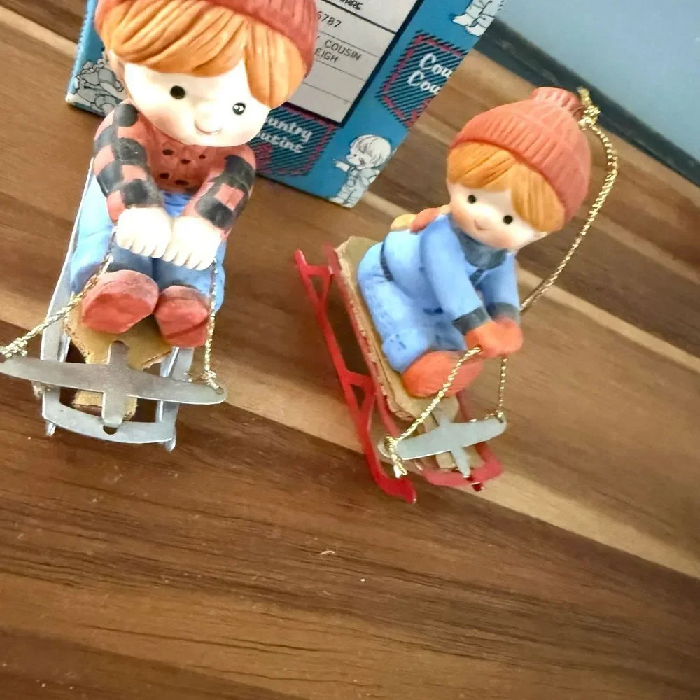 1981 ENESCO Country Cousins On Sleigh